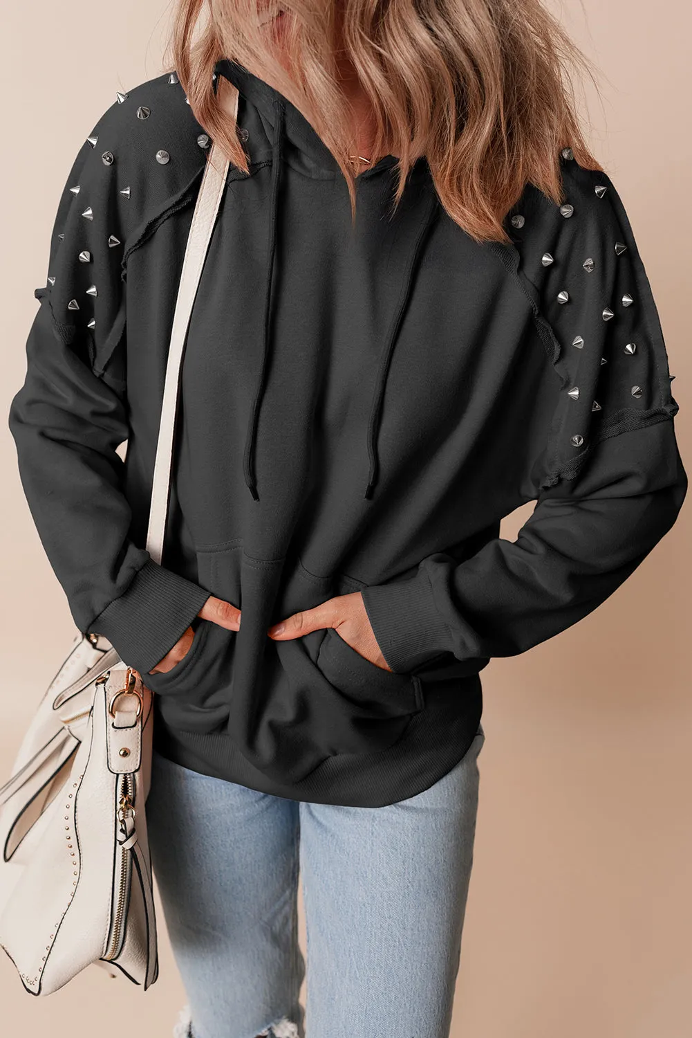 Rivet Stud Raglan Sleeve Hoodie