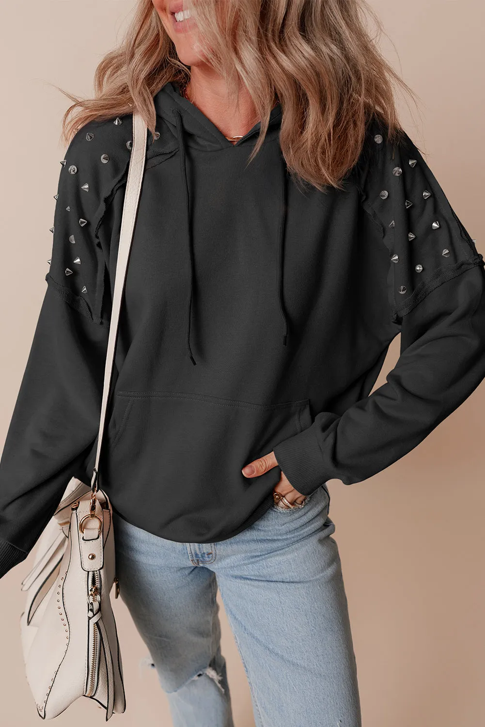 Rivet Stud Raglan Sleeve Hoodie