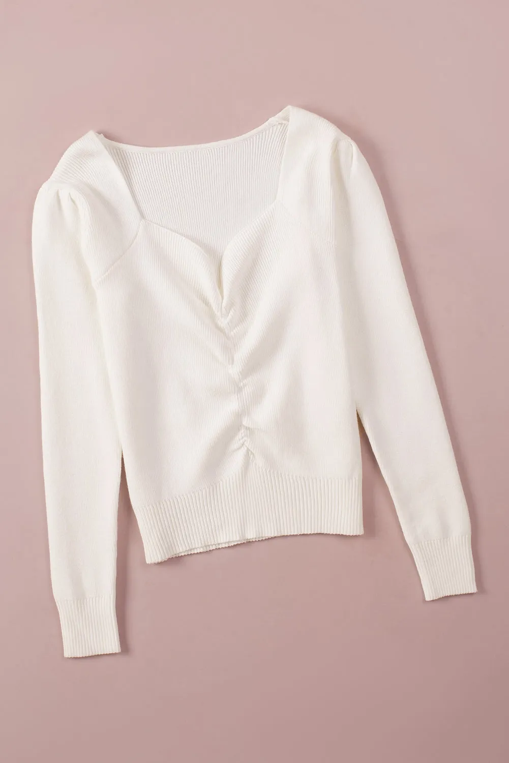 Ruched Sweetheart Knit Sweater