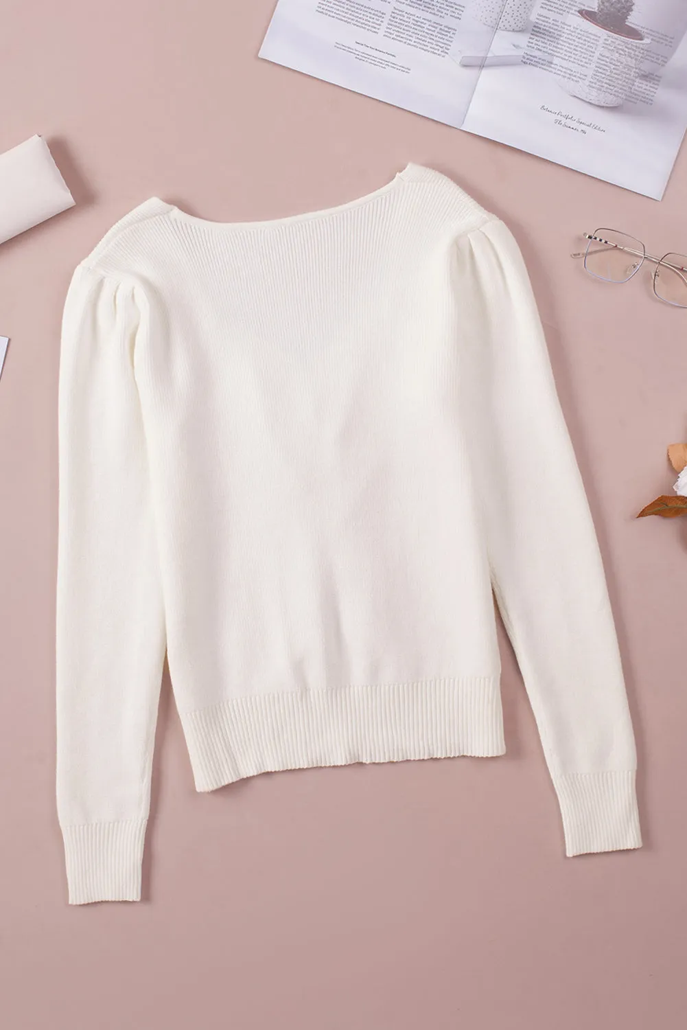 Ruched Sweetheart Knit Sweater