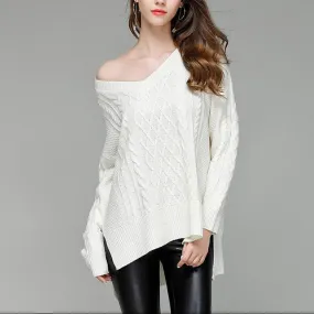 Sexy Split V- neck Long Sleeve Sweaters