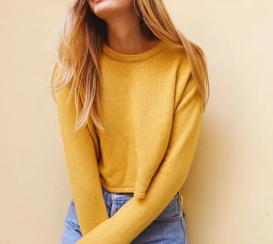 Simple Rabbit Velvet Round Neck Long Sleeve Sweaters