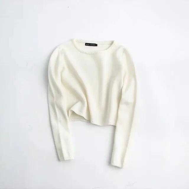 Simple Rabbit Velvet Round Neck Long Sleeve Sweaters