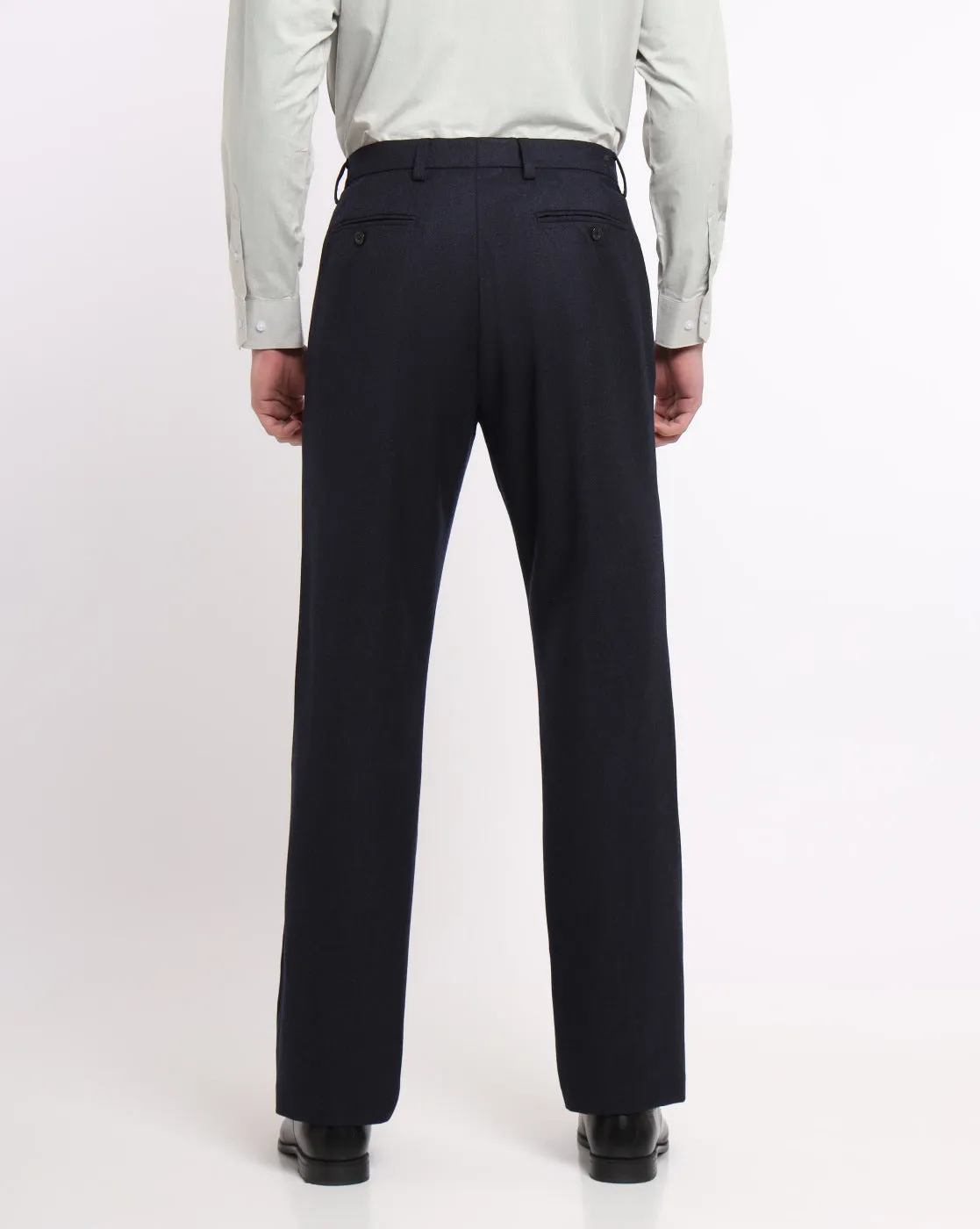 Single Pleat Wool Pants - Deep Navy