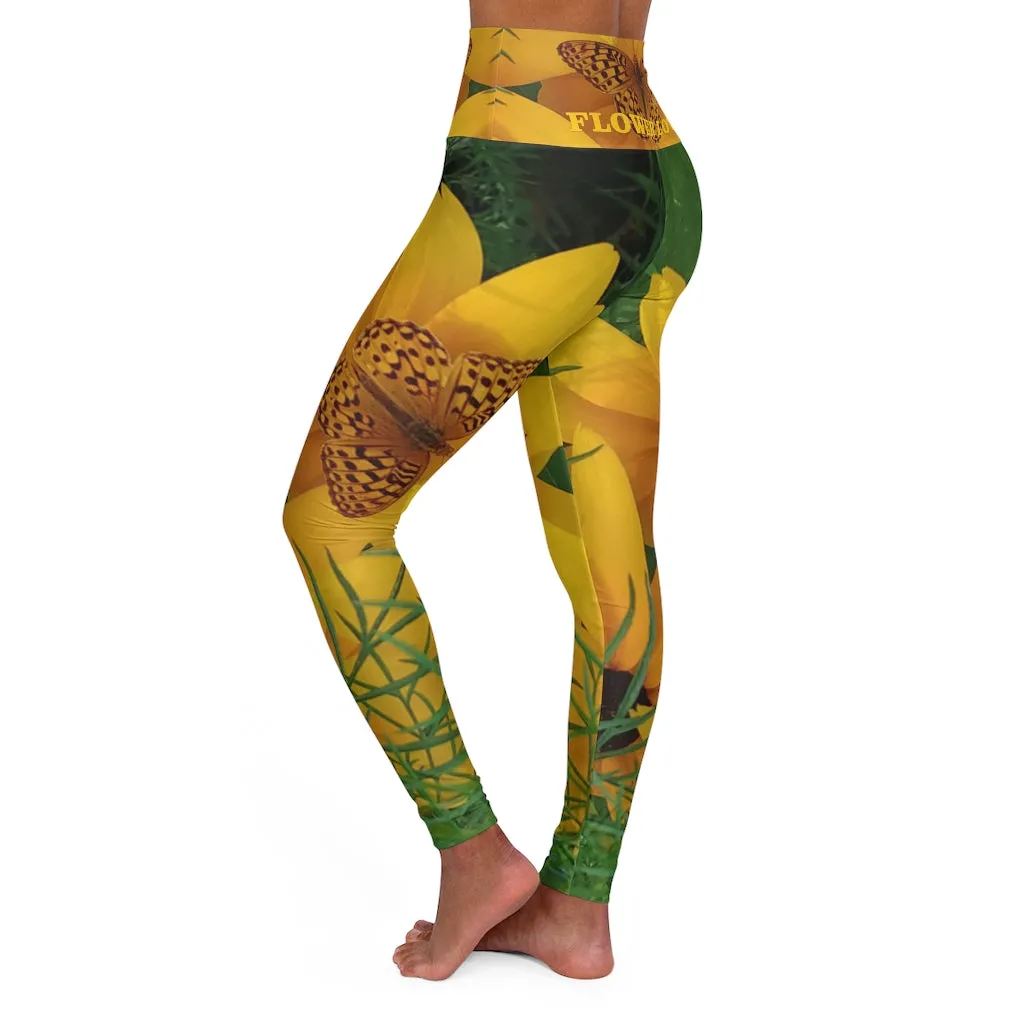 The FLOWER LOVE Collection - "Butterfly Beauty" Design High-Waisted Yoga Leggings, Fitness Leggings, Nature-Inspired Leggings, Butterfly Leggings