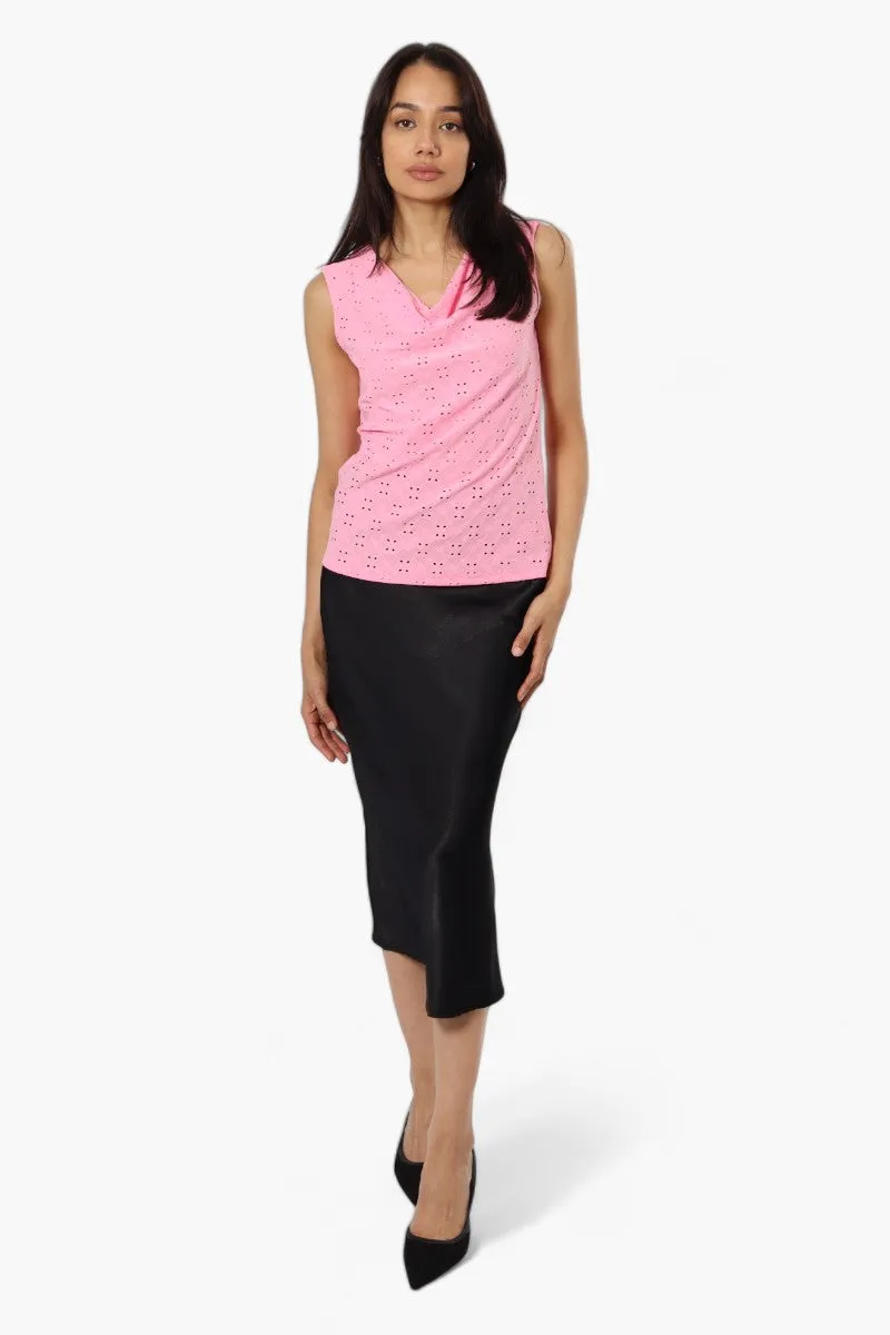 Urbanology Knit Eyelet Cowl Tank Top - Pink