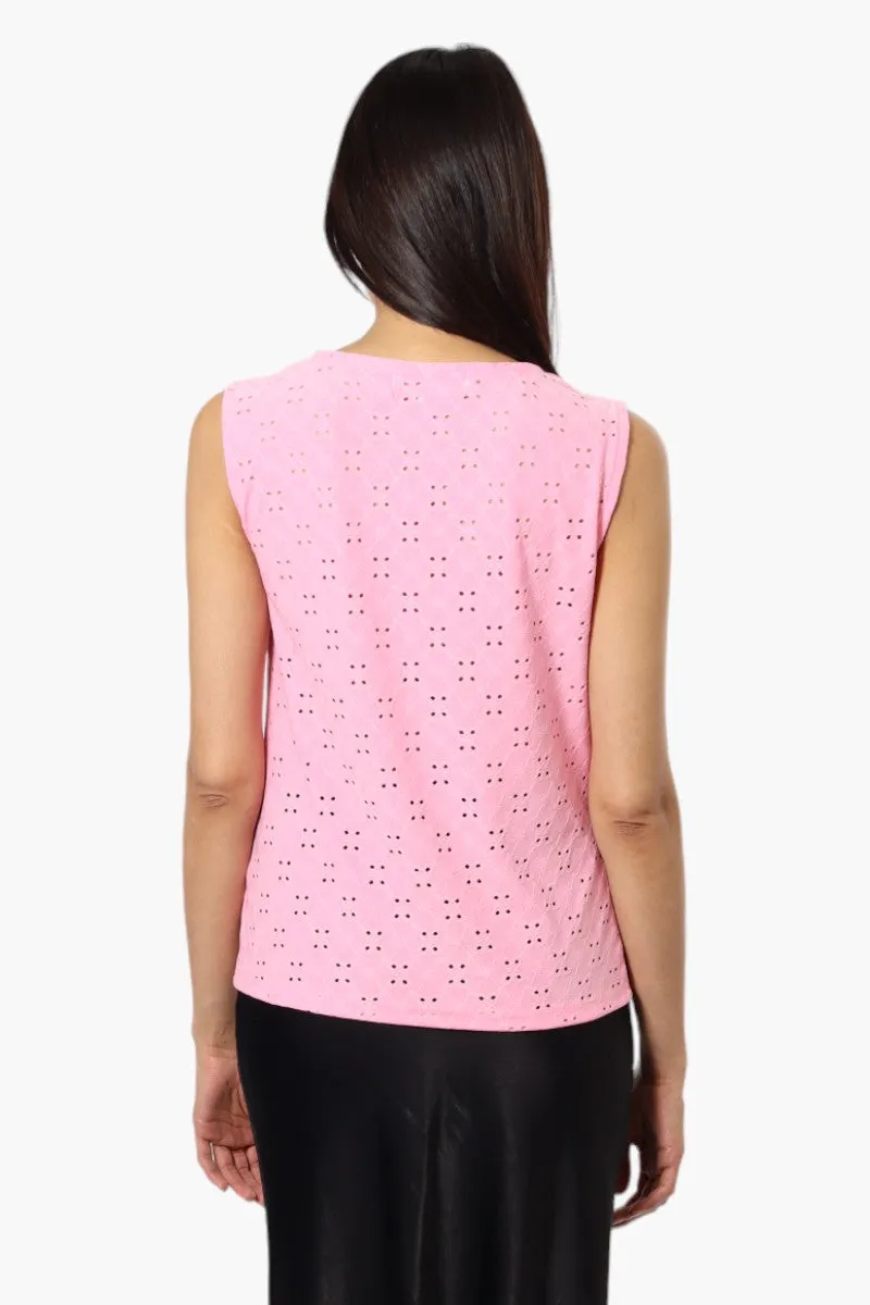 Urbanology Knit Eyelet Cowl Tank Top - Pink