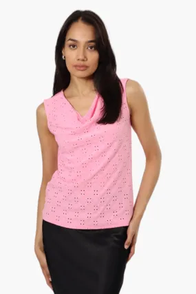 Urbanology Knit Eyelet Cowl Tank Top - Pink