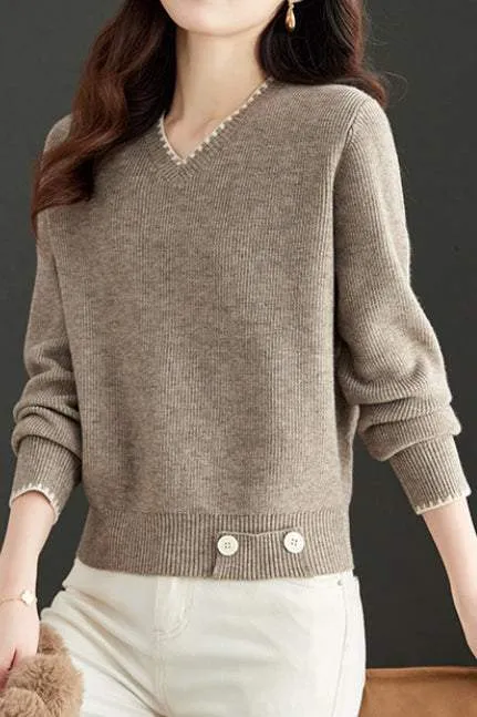 V-neck knitted sweaters