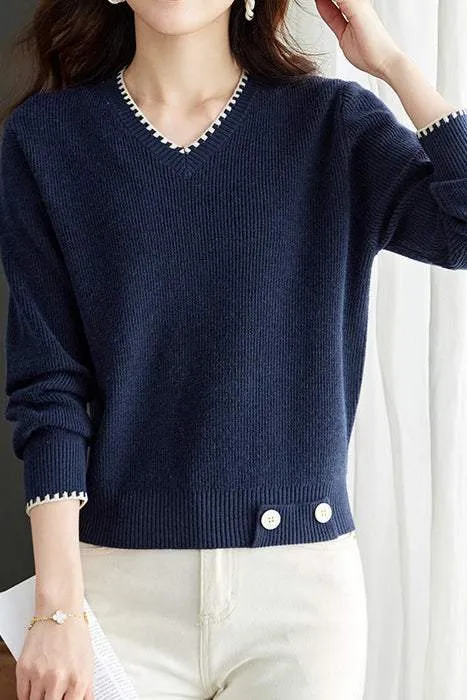 V-neck knitted sweaters