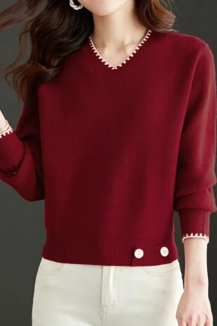 V-neck knitted sweaters