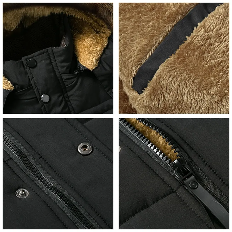 Warm Thick Fleece Waterproof Hooded Fur Parka Jackets