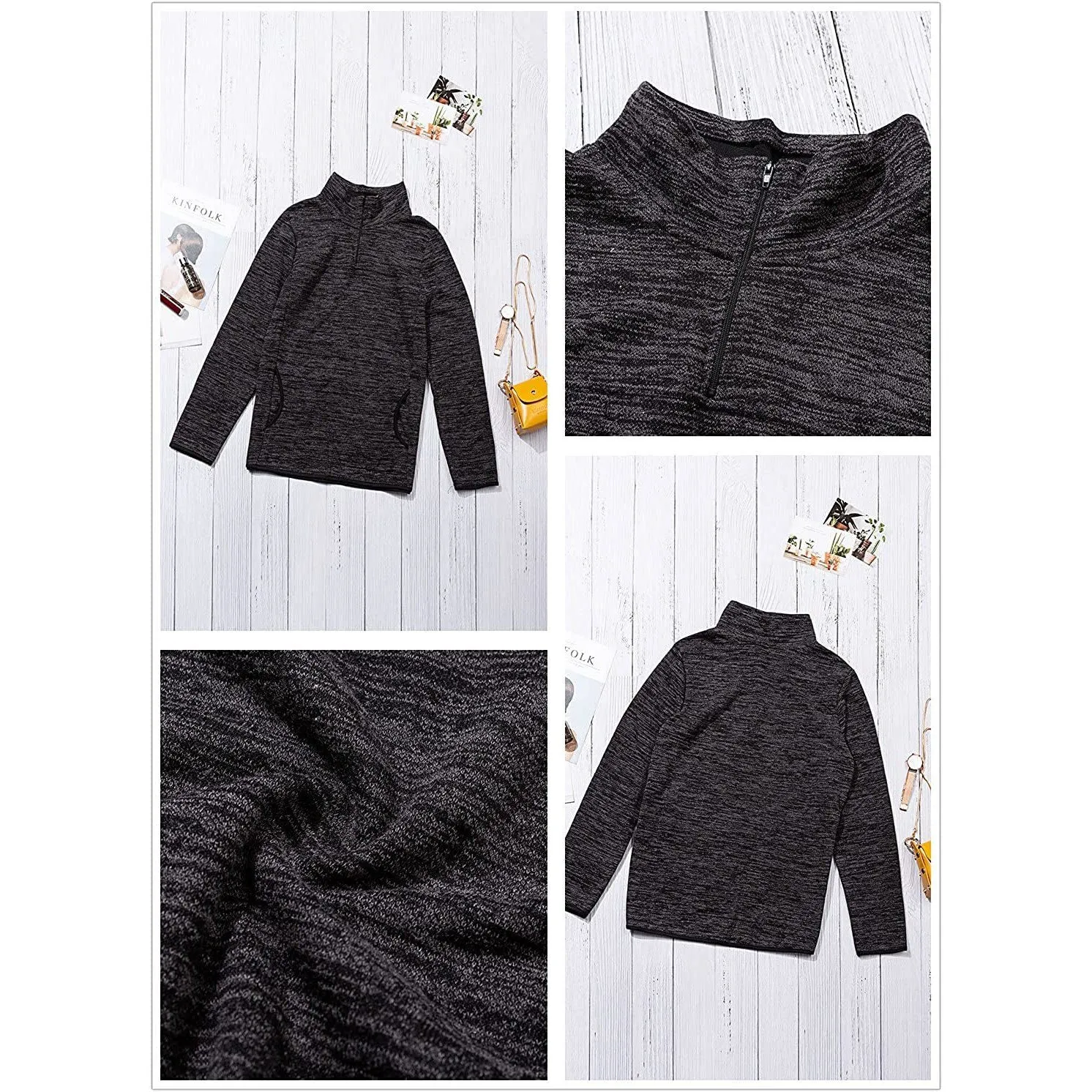 Women Casual Long Sleeve Stand Collar with Pockets