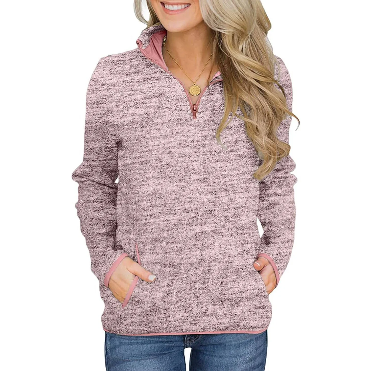 Women Casual Long Sleeve Stand Collar with Pockets