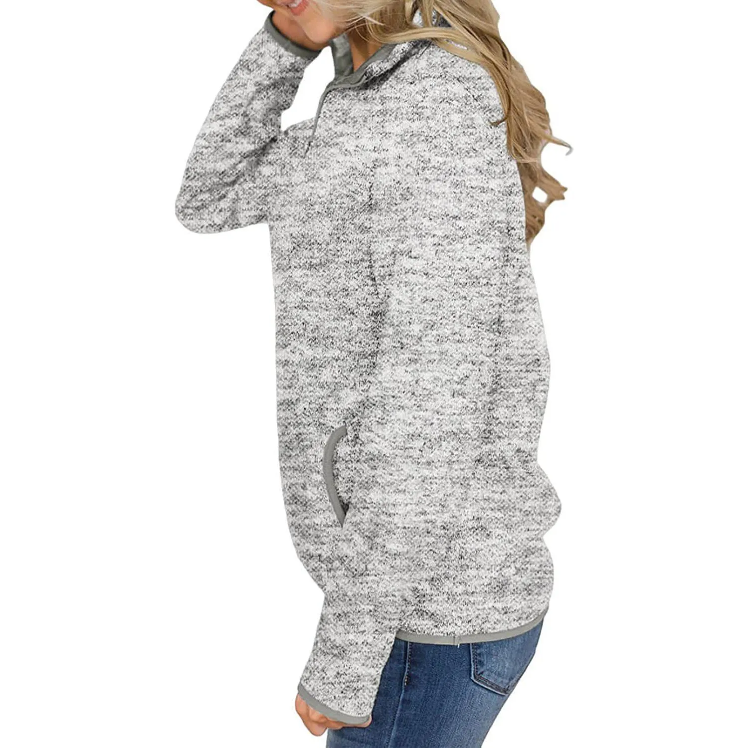 Women Casual Long Sleeve Stand Collar with Pockets