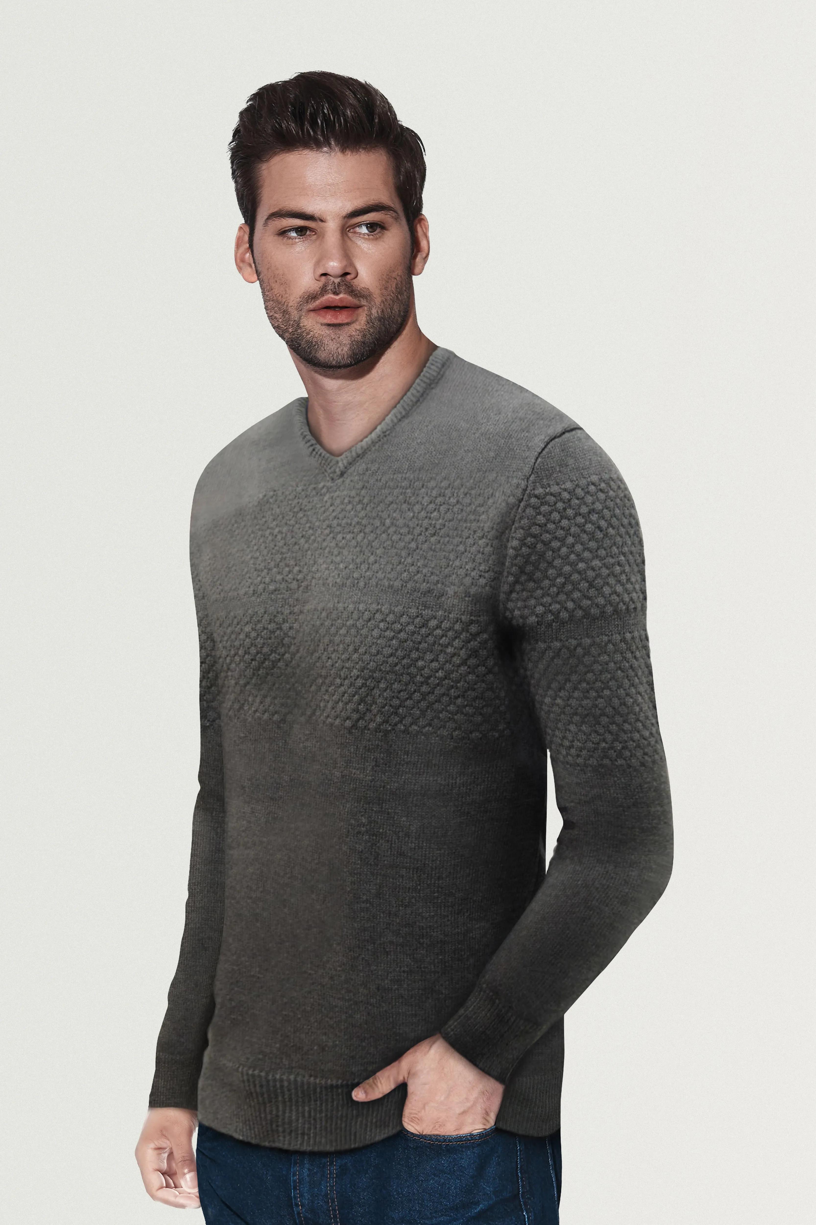 X RAY Men's Honeycomb V-neck Knit Sweater